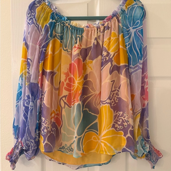 Ramy Brook 100% Silk Addison Floral Off-Shoulder Blouse - Picture 6 of 8